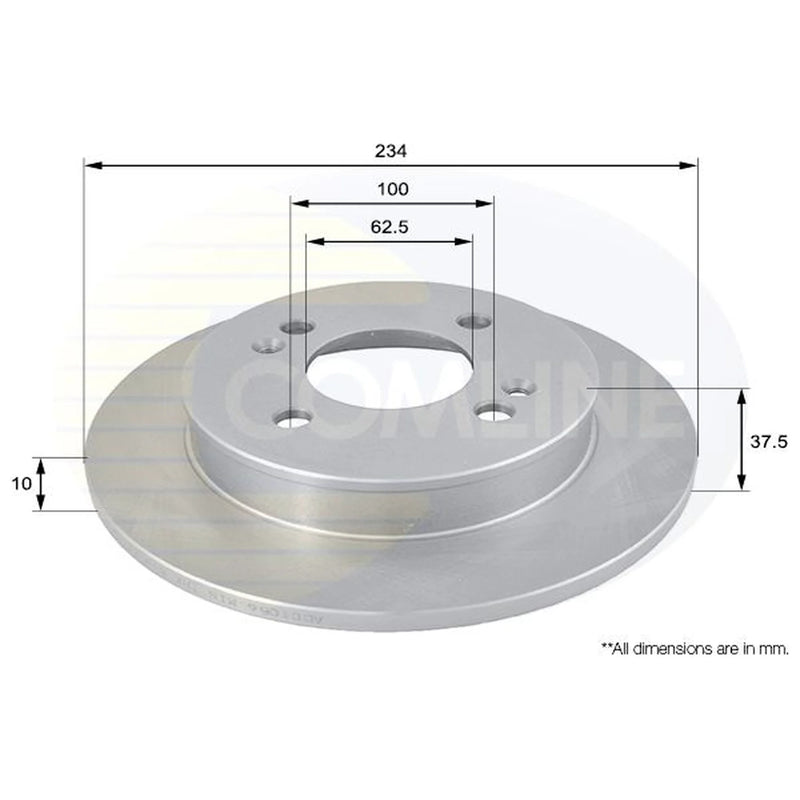 Comline Rear Brake Solid Discs & Pads fits Kia Picanto II 2013-2017 1.0
