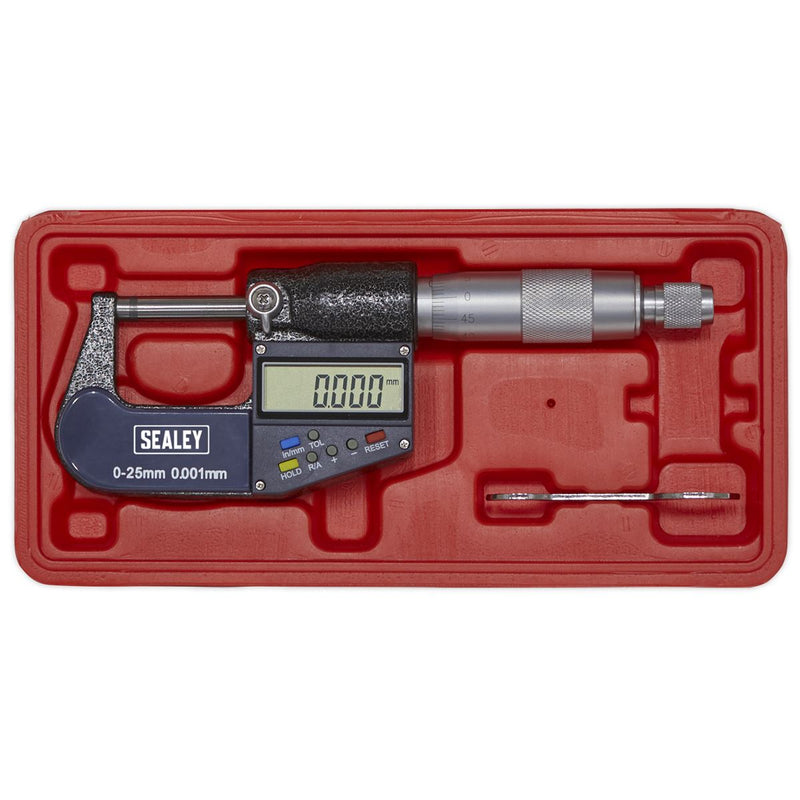 Sealey Digital External Micrometer 0-25mm(0-1") Sealey  - Dynamic Drive
