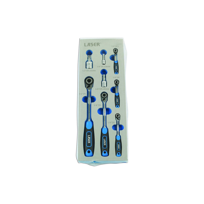 Laser Micro Head Ratchet Set 1/4"D, 3/8"D, 1/2"D 8pc 7548 Laser - Dynamic Drive