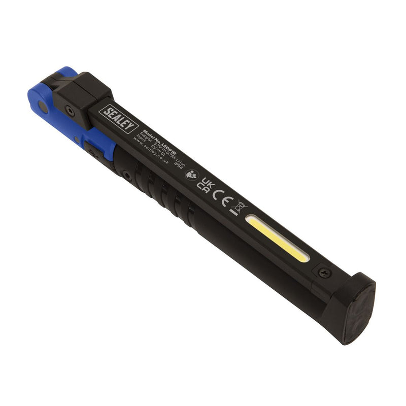 Sealey Rechargeable Slim Folding Pocket Light 2 COB & 1 SMD LED Blue LED01B Sealey - Dynamic Drive