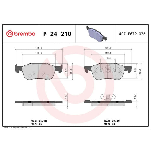 Brembo Front Brake Discs & Pads fits Ford Fiesta VII 2017-2021 1.0 1.1 1.5