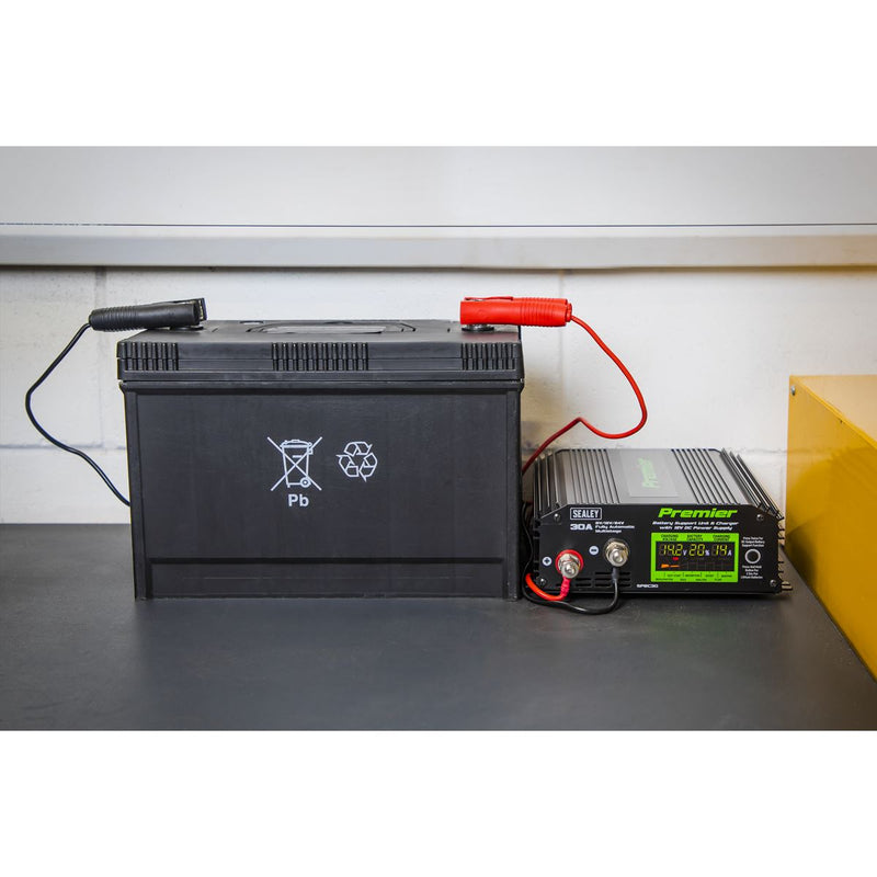 Sealey SPBC30 Battery Support Unit Charger 30A 6v 12v 24V Batteries GEL AGM Lead Sealey  - Dynamic Drive
