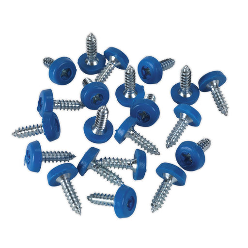 Sealey Numberplate Screw Plastic Enclosed Head 4.8 x 18mm Blue Pack of 50 PTNP4 Sealey - Dynamic Drive