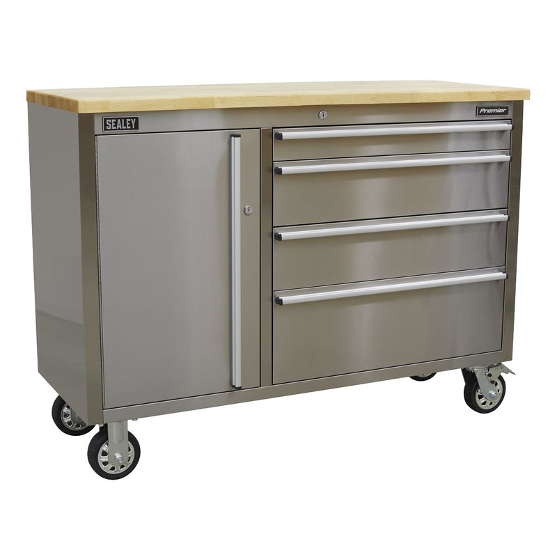 Sealey Mobile Stainless Steel Tool Cabinet 4 Drawer AP4804SS Sealey - Dynamic Drive