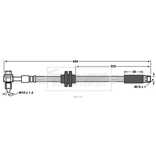 Borg & Beck Brake Hydraulic Hose Line Front Right BBH7734