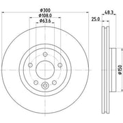 Mintex 2 x Vented Front Brake Discs MDC2530-x2