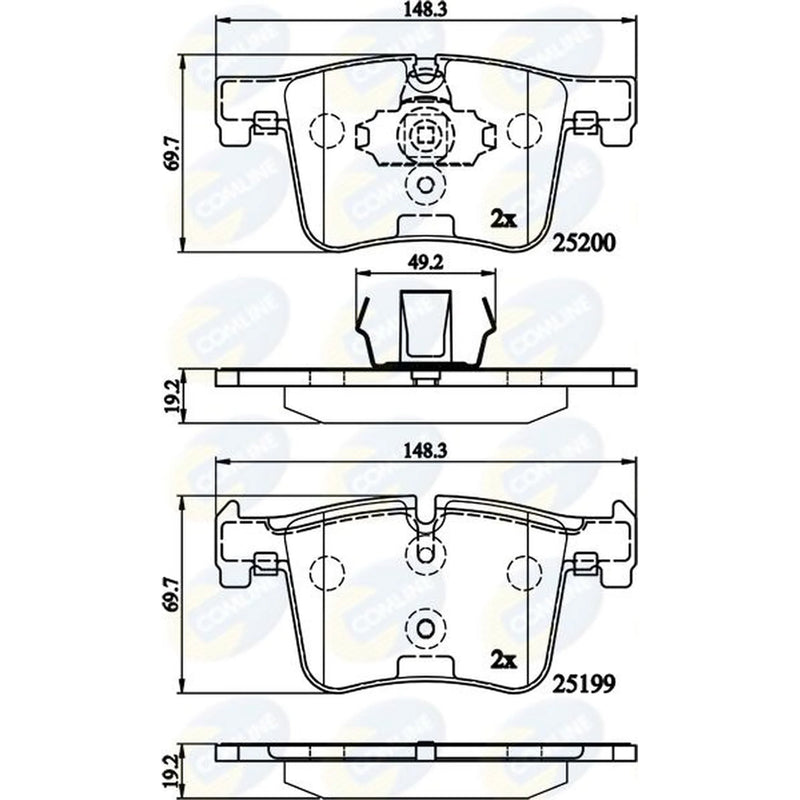 Comline 4 x Front Brake Pad Set fits BMW 1 Sports Hatch 2011-2019
