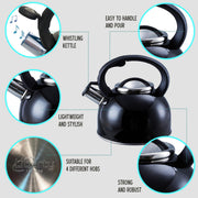 MDS1203 Liberty Black 2.5 Litre Whistling Kettle CW-T056-B1BLA Liberty Leisure UK - Dynamic Drive