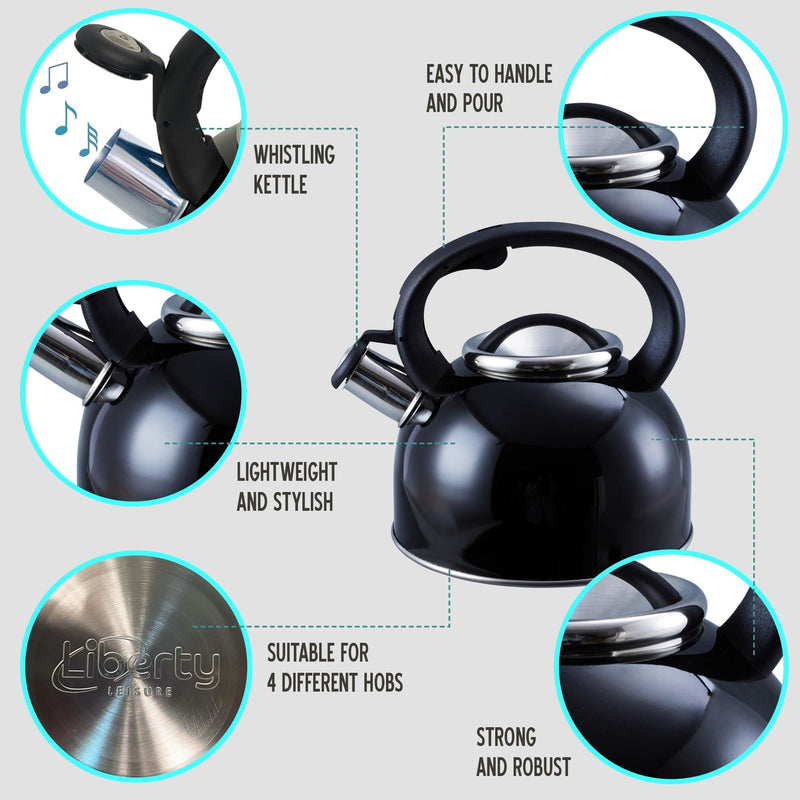 MDS1203 Liberty Black 2.5 Litre Whistling Kettle CW-T056-B1BLA Liberty Leisure UK - Dynamic Drive