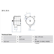 Bosch Car Alternator 12V 0 986 037 440
