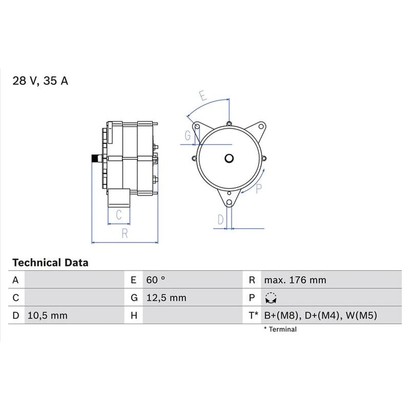 Bosch Car Alternator 12V 0 986 037 440