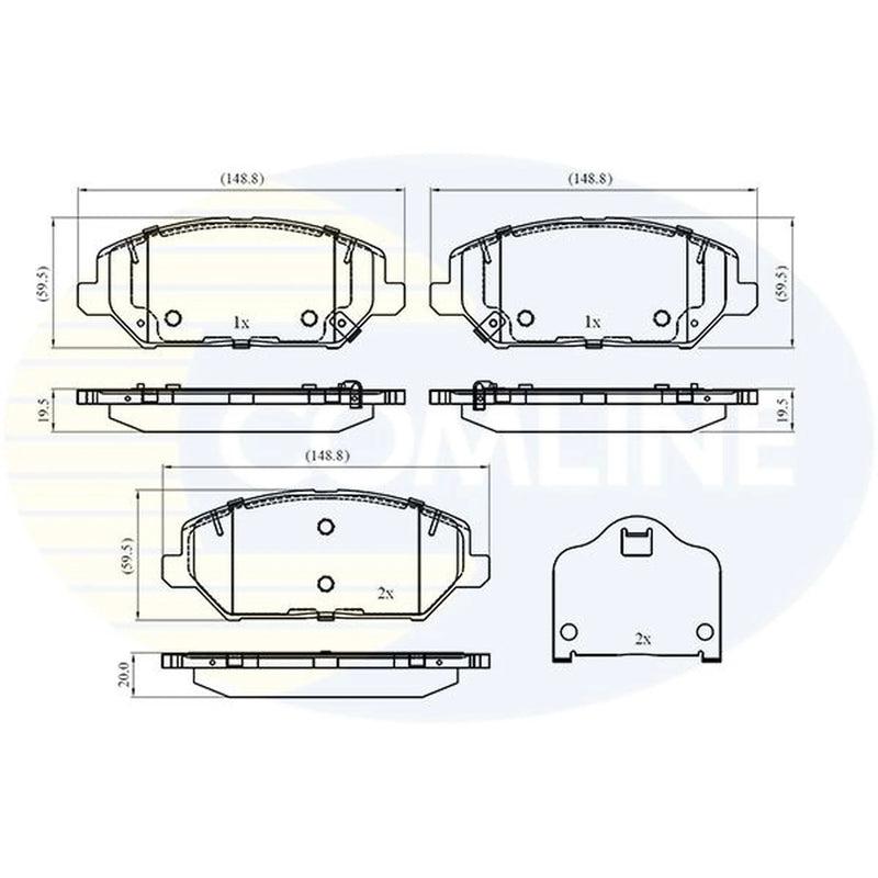 Comline 4 x Front Brake Pad Set fits Hyundai I30 2016-2020 1.0 1.4 1.6