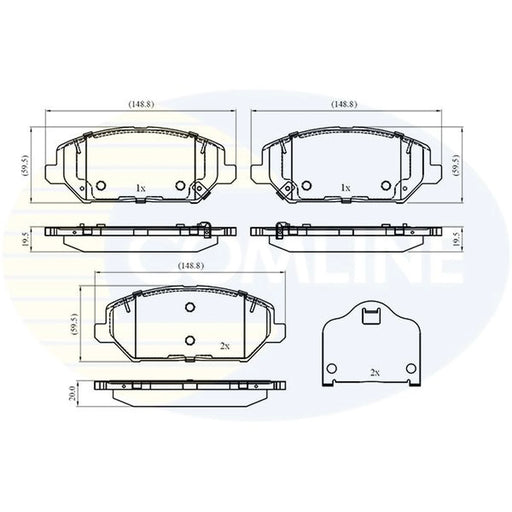 Comline 4 x Front Brake Pad Set fits Hyundai I30 2016-2020 1.0 1.4 1.6