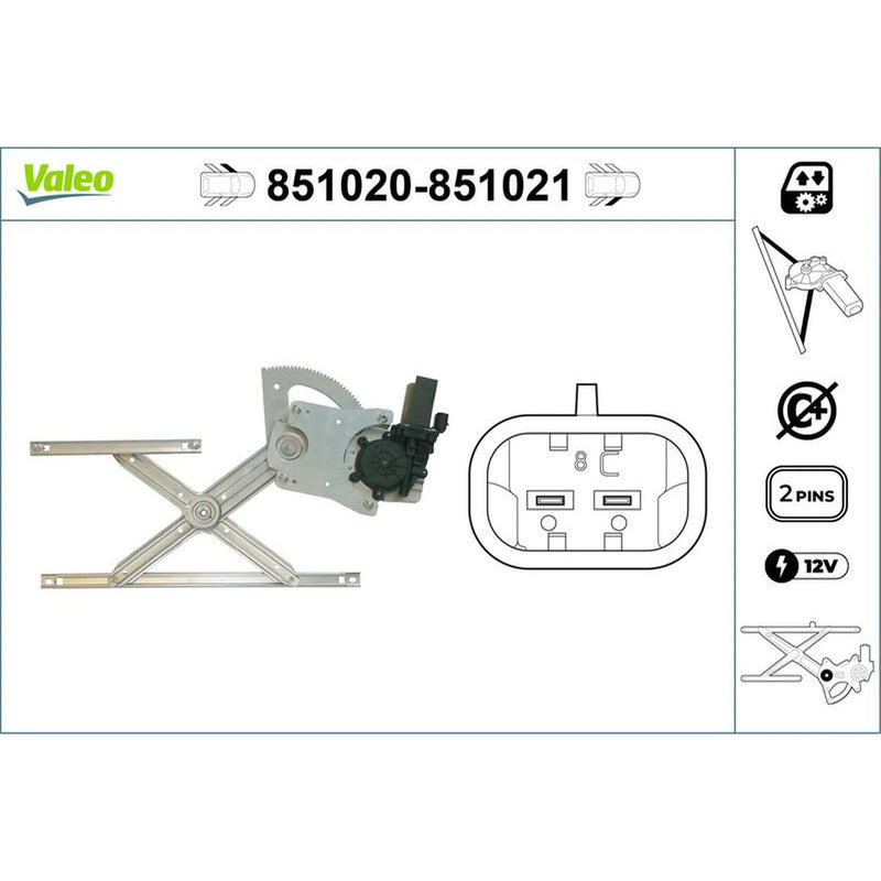Valeo Electric Window Regulator Lifter Right Front 851021