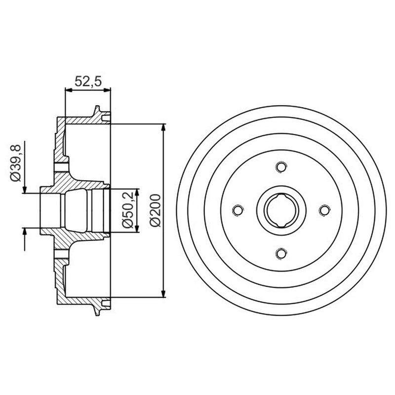 Bosch 2 x Brake Drums fits Daewoo Lanos 1997 on 1.3 1.5 1.6