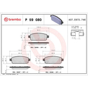 Brembo 4 x Rear Brake Pad Set fits Chevrolet Aveo 2013 on 1.4