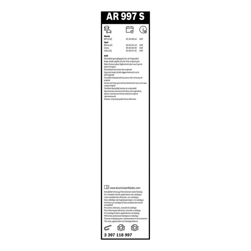 Bosch Aerotwin Front Wiper Blade Set 600mm + 550mm — AR997S