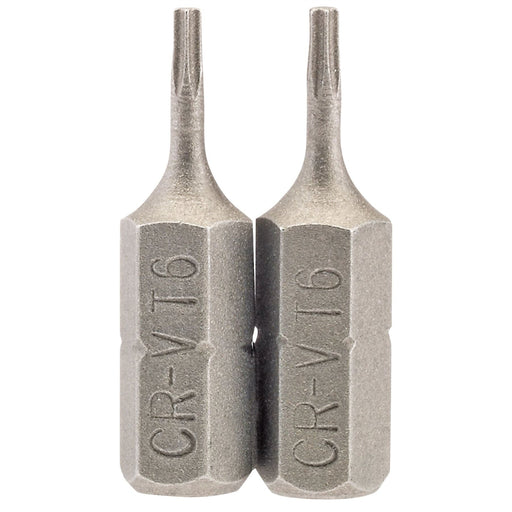 Draper TX-STAR Insert Bit, 1/4" Hex, 25mm Long, T6 (Pack of 2) Draper - Dynamic Drive
