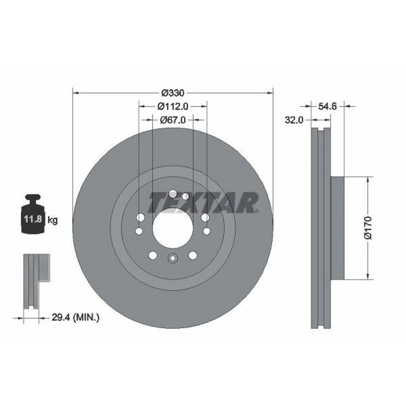 Textar 2 x Vented Front Brake Discs 92150605-x2