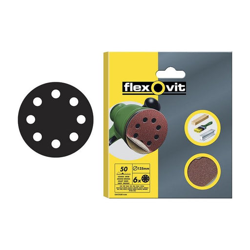 Flexovit Hook & Loop Sanding Disc 115mm Medium 80G (Pack 6) Flexovit - Dynamic Drive