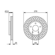 Bosch 2 x Brake Discs fits Mitsubishi Lancer VIII 2008-2010 1.5 1.6 1.8 2.0