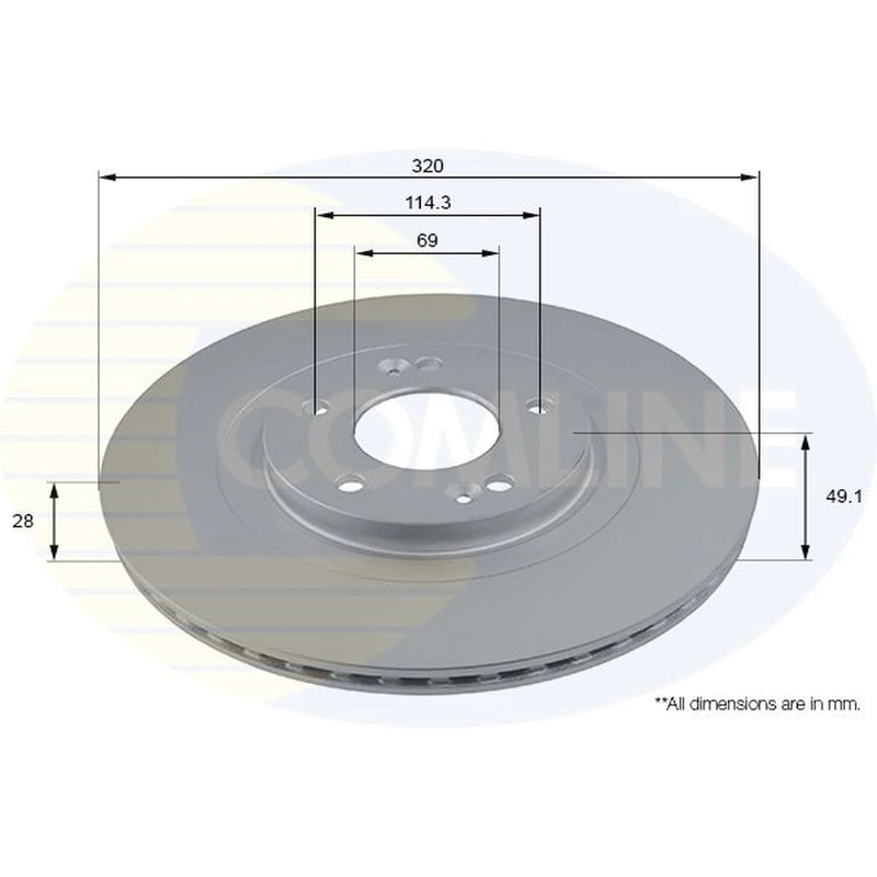 Comline 2 x Brake Discs fits Hyundai Santa Fé III 2012-2018 2.0 2.2 2.4