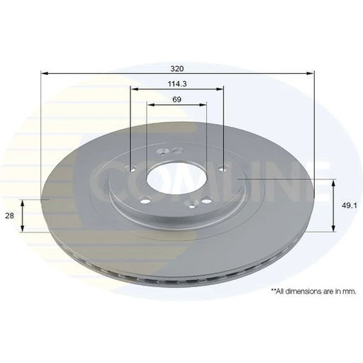 Comline 2 x Brake Discs fits Hyundai Santa Fé III 2012-2018 2.0 2.2 2.4