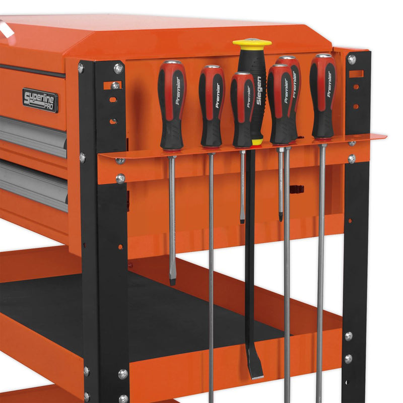 Sealey Heavy-Duty Mobile Tool & Parts Trolley 2 Drawers & Lockable Top Orange Sealey - Dynamic Drive