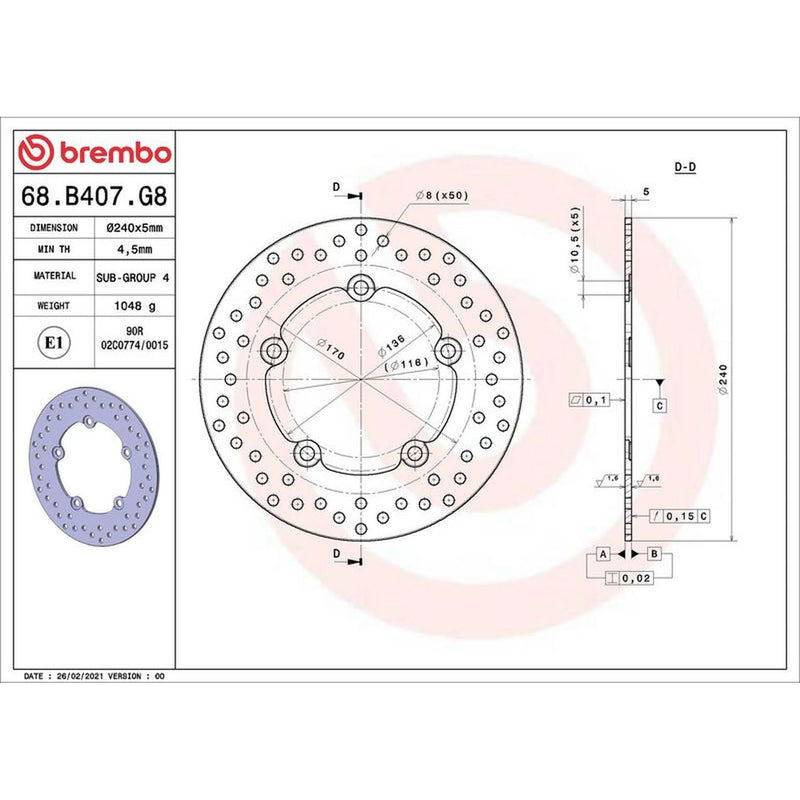 Brembo Rear Brake Rigid Brake Disc Discs & Pads fits Honda Nc 2011-2013