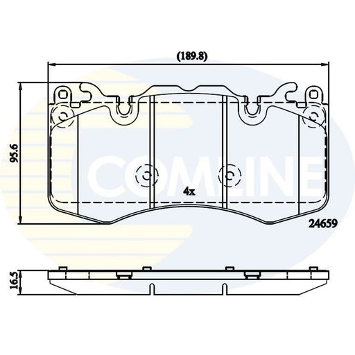 Comline 4 x Front Brake Pad Set fits Land Rover Defender 2020 on 2.0 3.0