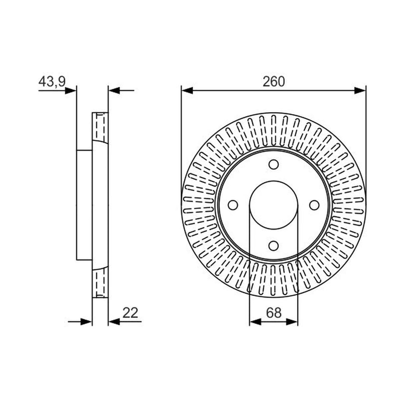 Bosch 2 x Vented Brake Discs