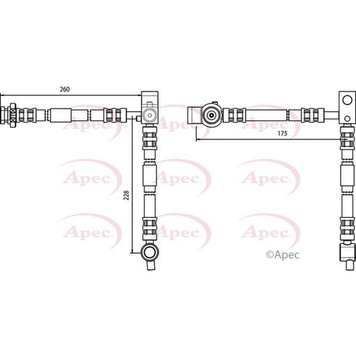 Apec Brake Hydraulic Hose Line Front Left fits Nissan Primera 2002-2008