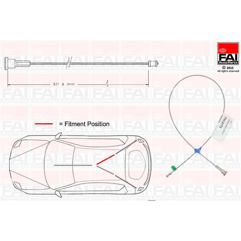FAI Handbrake Cable Centre fits Opel Corsa C 2000-2009 1.0 1.2 1.3 1.4 1.7