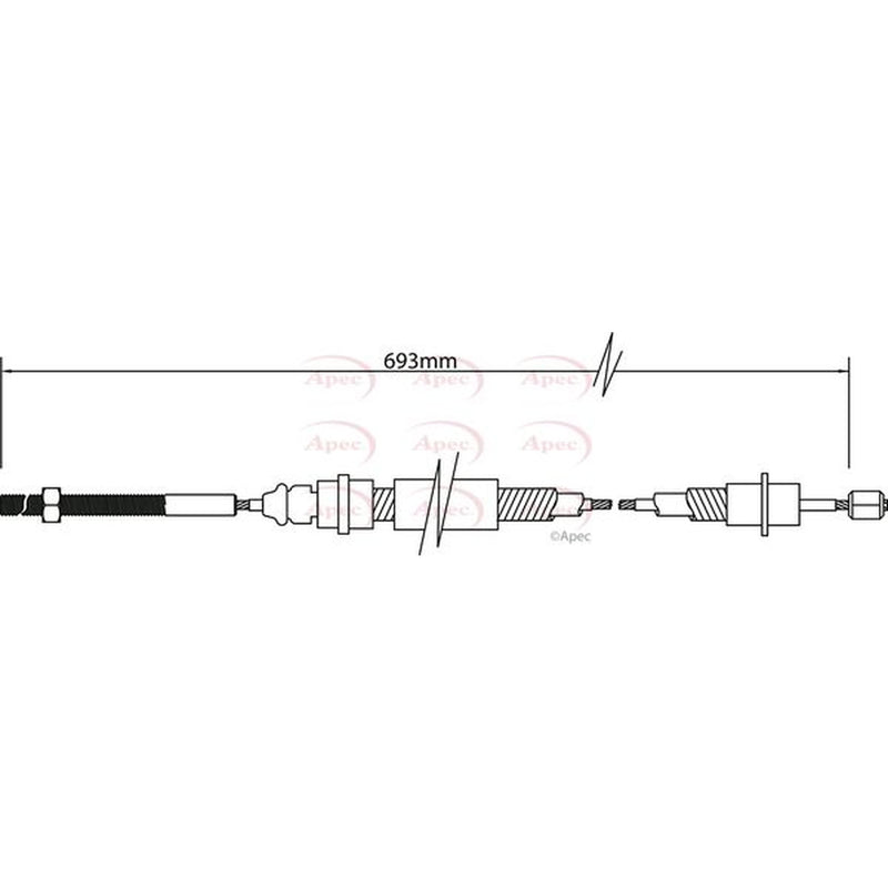 Apec Handbrake Cable Left Rear fits Peugeot 406 1995-2004