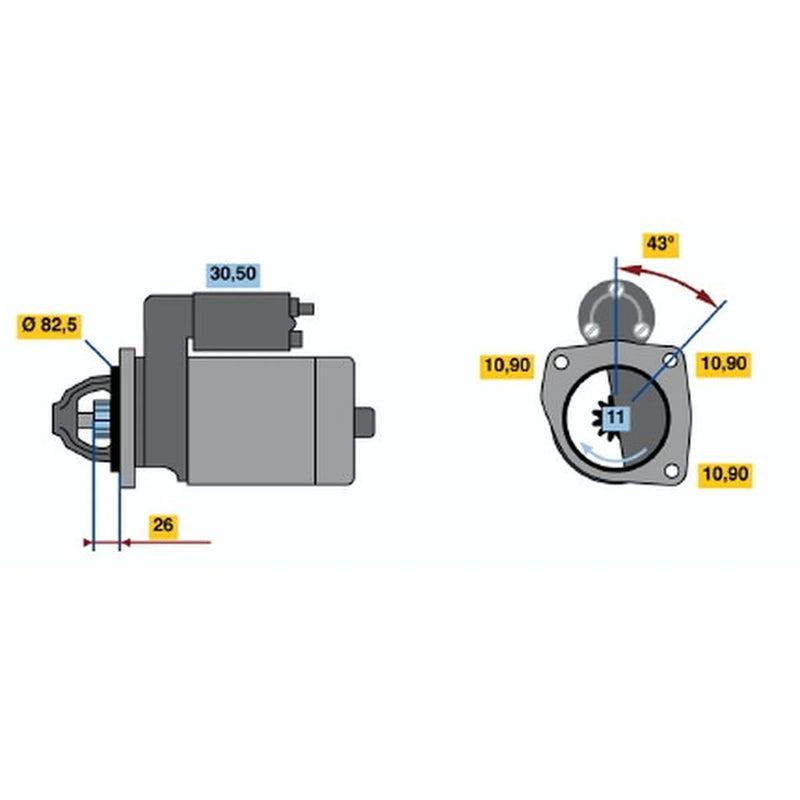 Bosch Starter Motor 12V 2.2kW 11 Teeth