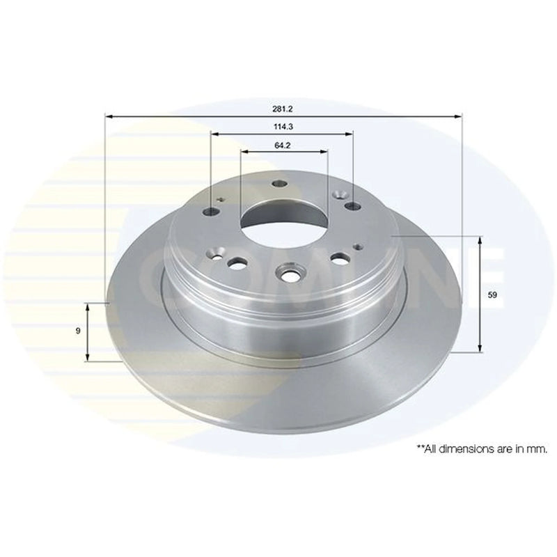 Comline 2 x Solid Brake Discs fits Honda Cr-V 2001-2007 2.0