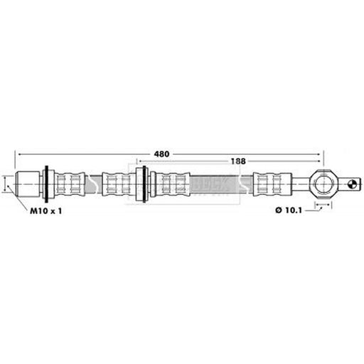 Borg & Beck Brake Hydraulic Hose Line Front Right BBH6443