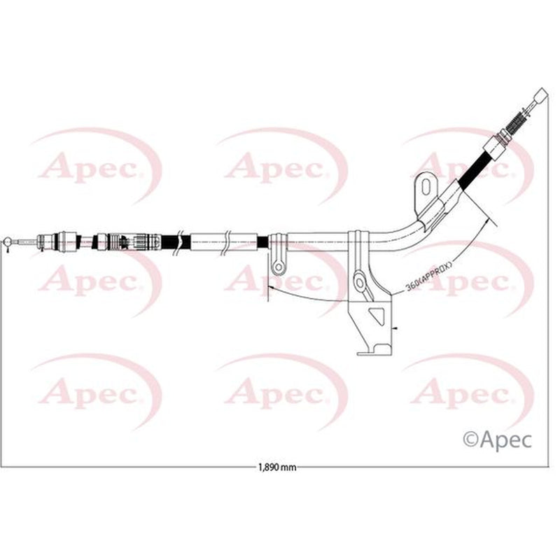 Apec Handbrake Cable Left Rear fits VW Passat B5 1996-2000 1.6 1.8 1.9 2.3 2.5