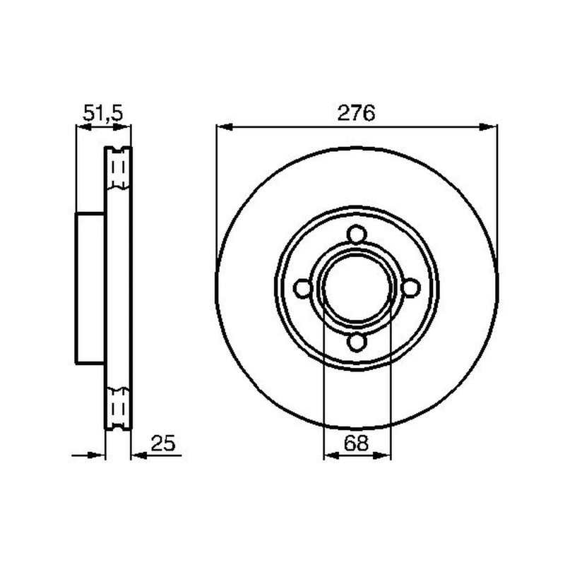 Bosch 2 x Internally Vented Brake Discs fits Audi 90 B3 1988-1991 2.3
