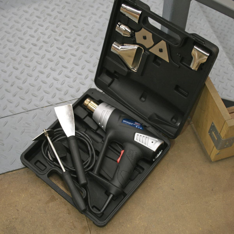 Sealey Deluxe Hot Air Gun Kit with LED Display 2000W 80-600C HS104K Sealey - Dynamic Drive