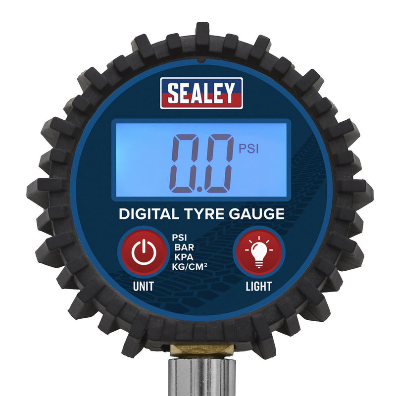 Sealey Digital Tyre Pressure Gauge with Twin Push-On Connector TST003 Sealey - Dynamic Drive