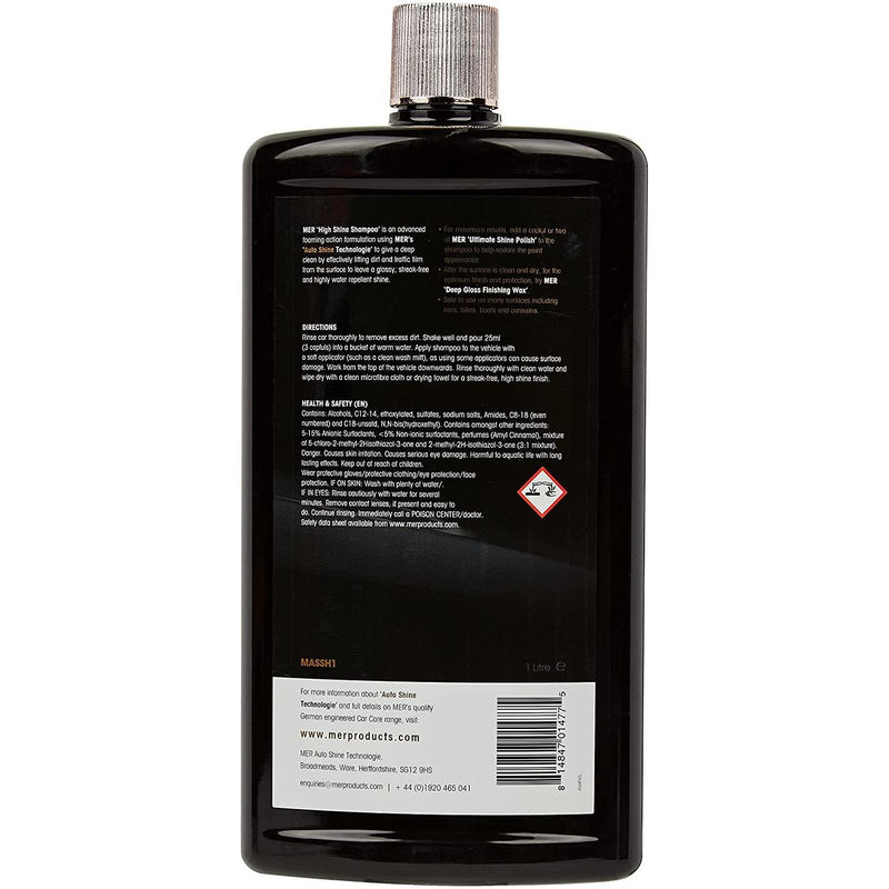 MER High Shine Car Shampoo 1 Litre Glossy Streak free Finish. Water Repellent Mer Ast  - Dynamic Drive
