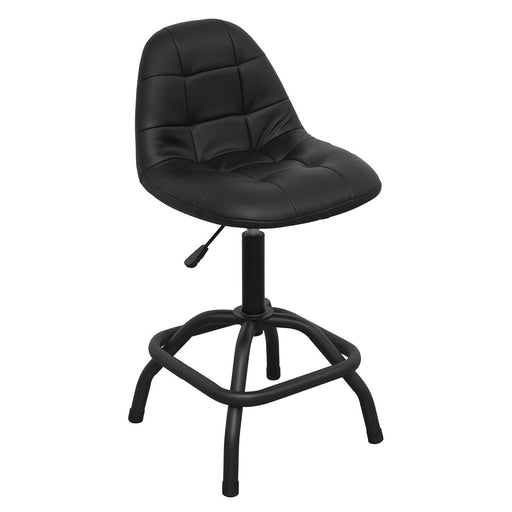 Sealey Workshop Stool Pneumatic with Adjustable Height Swivel Seat & Back Rest Sealey - Dynamic Drive