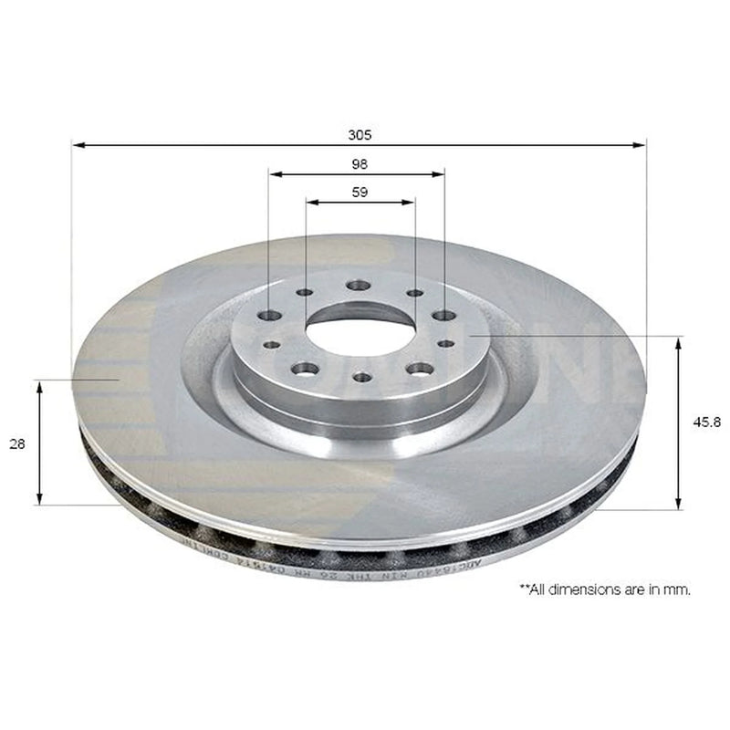 Comline Front Brake Discs & Pads fits Fiat 500L 2013-2014 1.4 1.6