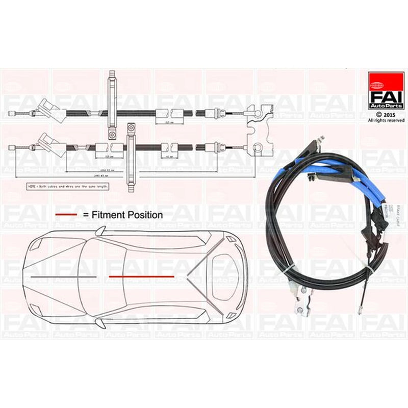 FAI Handbrake Cable Centre fits Ford Focus I 1998-2004 1.4 1.6 1.8 2.0