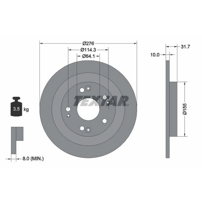 Textar 2 x Solid Rear Brake Discs 92252603-x2