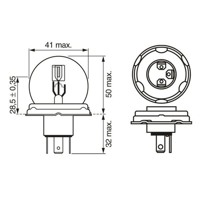 Bosch Car Light Bulb R2 (Bilux) P45t 24V 55/50W
