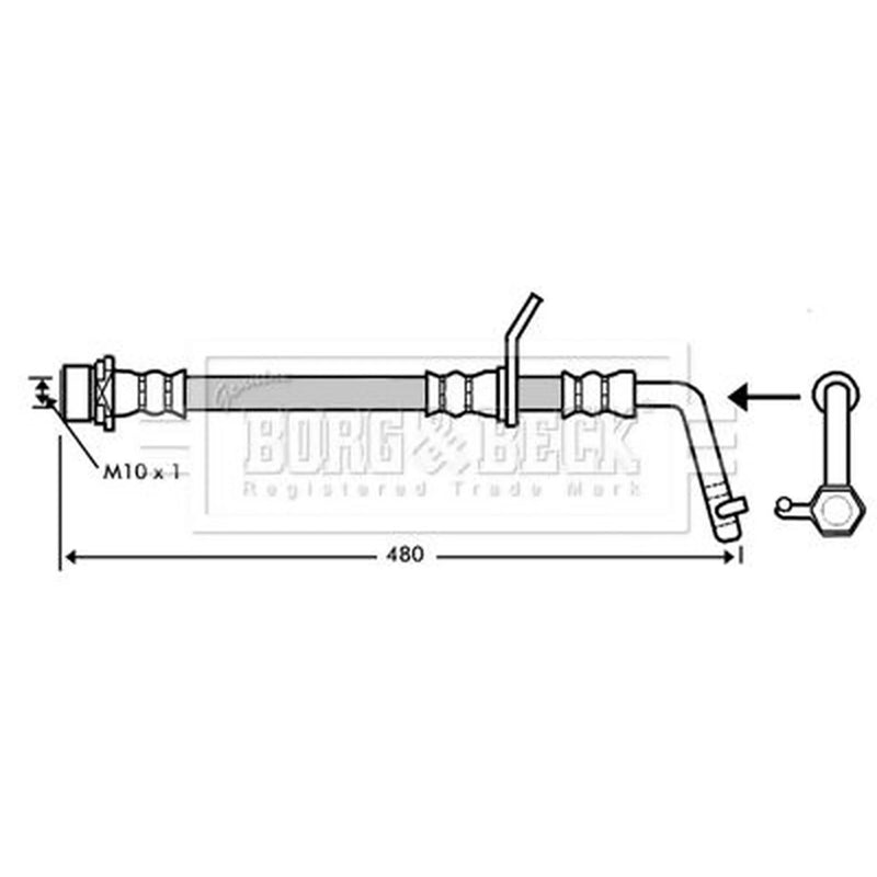Borg & Beck Brake Hydraulic Hose Line Rear Left BBH7348