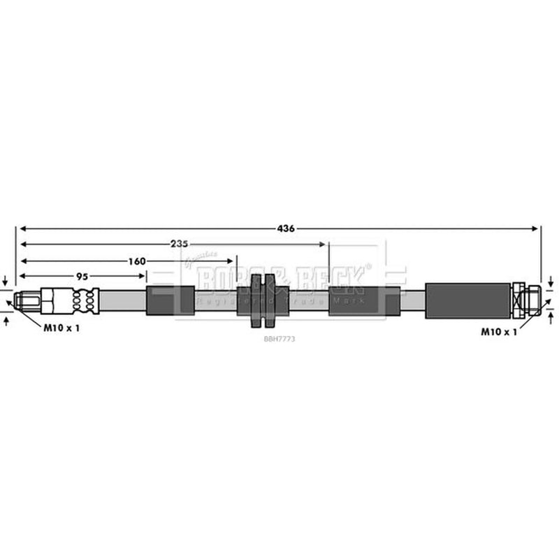 Borg & Beck Brake Hydraulic Hose Line Rear Right BBH7773
