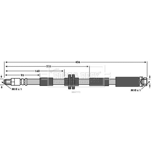 Borg & Beck Brake Hydraulic Hose Line Rear Right BBH7773